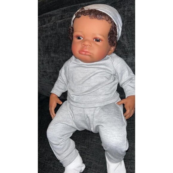 🆕20Inch African American Newborn Boy Doll Weighted Soft Cloth Body Black Boy - Picture 1 of 13